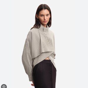 Margaux Lonnberg Bird Gray Striped Cotton Button Down Long Sleeve Blouse XXS